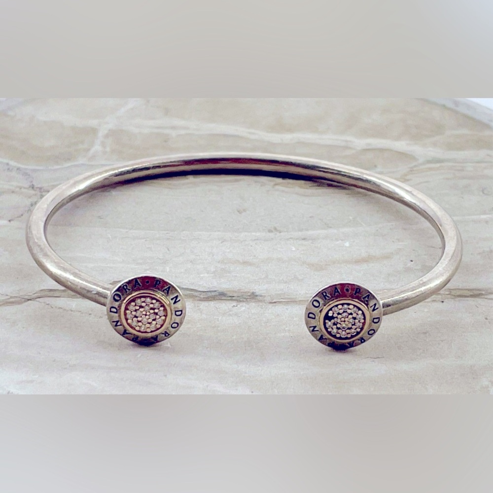PANDORA Signature 14k Gold Bangle Cuff Bracelet